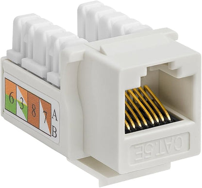 Cmple - RJ45 Keystone Jack 90 Degree Cat5e Keystone Jack Insert Punch Down RJ45 Connectors Female for Wall Plates, Patch Panels, Patch Cables, Ethernet Cables - White