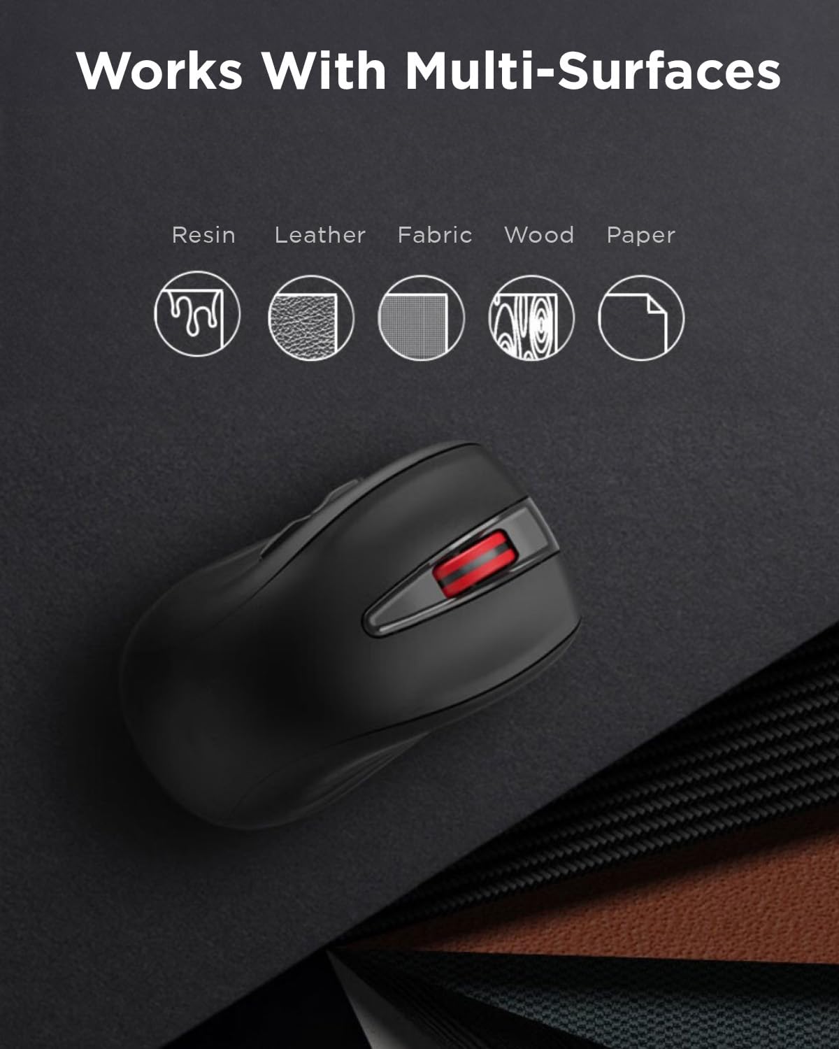 Lenovo USB-C Silent Mouse (WL500) - Silent Buttons, Ambidextrous Grip, Adjustable DPI, Plug-and-Play 2.4G Receiver Computer Mouse, Black