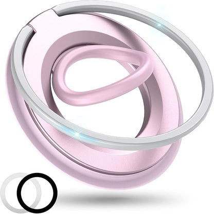 [2025 Upgrade] Magnetic Phone Grip for MagSafe Ring Holder, Two-Sided Magnets Phone Ring Grip Finger Kickstand Compatible with iPhone 16 Pro/Max 15 14 13 12 11 Plus & Android Phone (pink1)