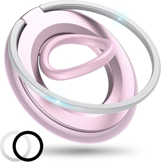 [2025 Upgrade] Magnetic Phone Grip for MagSafe Ring Holder, Two-Sided Magnets Phone Ring Grip Finger Kickstand Compatible with iPhone 16 Pro/Max 15 14 13 12 11 Plus & Android Phone (pink1)