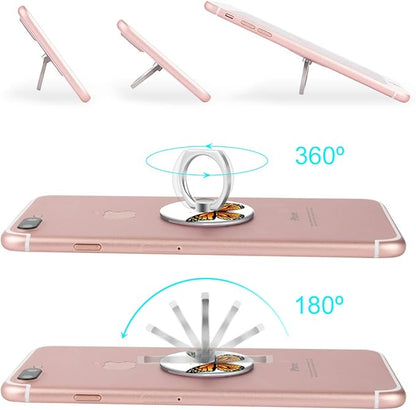 Bonoma Finger Ring Stand, 3 Pack Butterfly 360 Degree Rotation Phone Ring Stand Grip Holder Compatible with Smartphones and Tablets