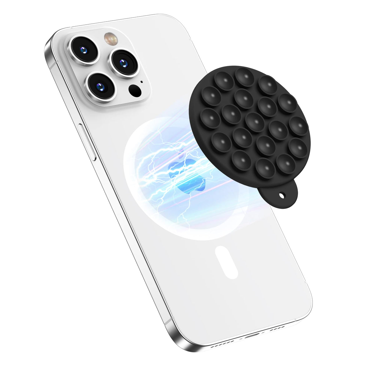HSAOHD Magnetic Suction Cup Phone Mount, Compatible with MagSafe, Silicone Octo Cup Buddy Sticky Grip Holder for iPhone and Android, Removable Hands-Free Phone Stand Selfie/Video for TikTok, Red
