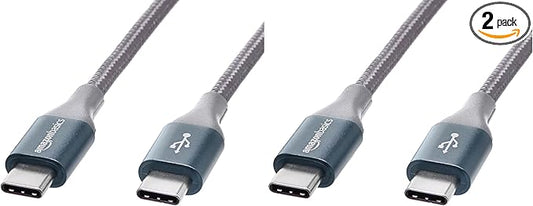 Amazon Basics USB C to USB C Cable, 10 feet | 60W Fast Charging | Nylon Braided | For iPhone 15/iPad/MacBook | Samsung/Switch Compatible