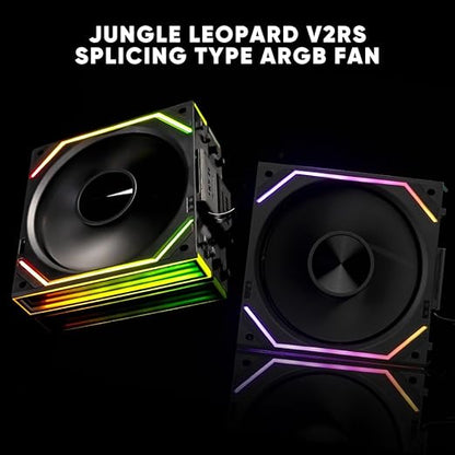 Jungle Leopard Interstellar V2 RS 120mm PC Reverse Blade Case Fan Infinity Mirror Module Daisy-Chain ARGB Fan Triple Pack Suitable Computer Cooling Fans 360mm AIO Cooler(Black-3Pack)