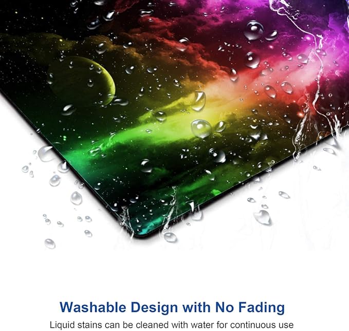 Mouse Pad, Gaming Mouse Pad, Galaxy Mouse Pad, Aurora Light Pattern Green and Purple Design Mouse Pads, Square Waterproof Mouse Pad Non-Slip Rubber Base MousePads for Office Home Laptop Travel
