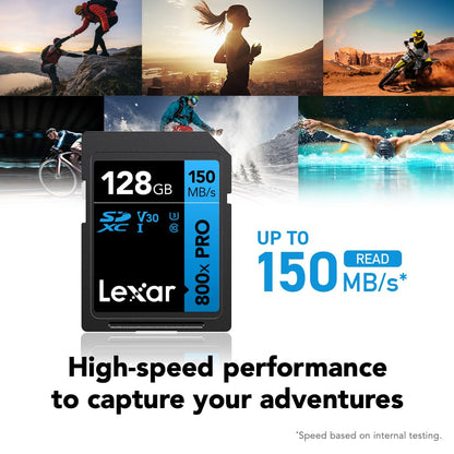Lexar 128GB (2-Pack) High-Performance 800x PRO SD Card, UHS-I, C10, U3, V30, 4K, Up to 150MB/s Read SDXC Memory Card, for Point-and-Shoot & Mid-Range DSLR Cameras, HD Camcorders (LSD0800P128G-B2NNU)