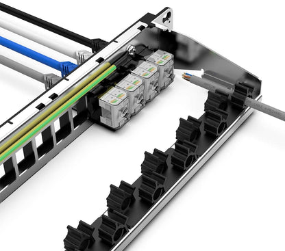 AMPCOM CAT6 Tool-Less Keystone Jack 12-Pack, RJ45 UTP Punch Down Free White