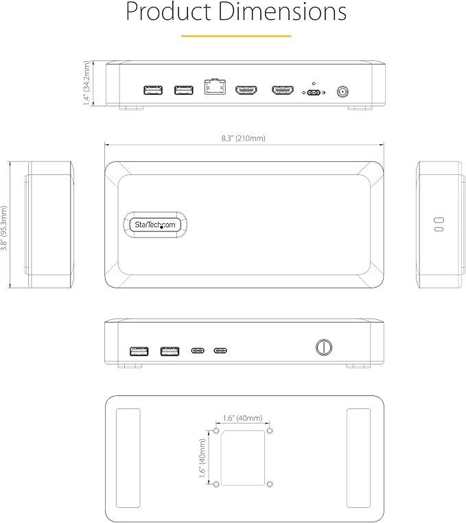 StarTech.com USB-C Docking Station (10-in-1, USB4), Up to 100W Charging for Laptop, 40Gbps Data Transfer, 2.5Gb Ethernet, Single 8K, Dual 4K Display, 6X USB (Not MacOS Compatible)