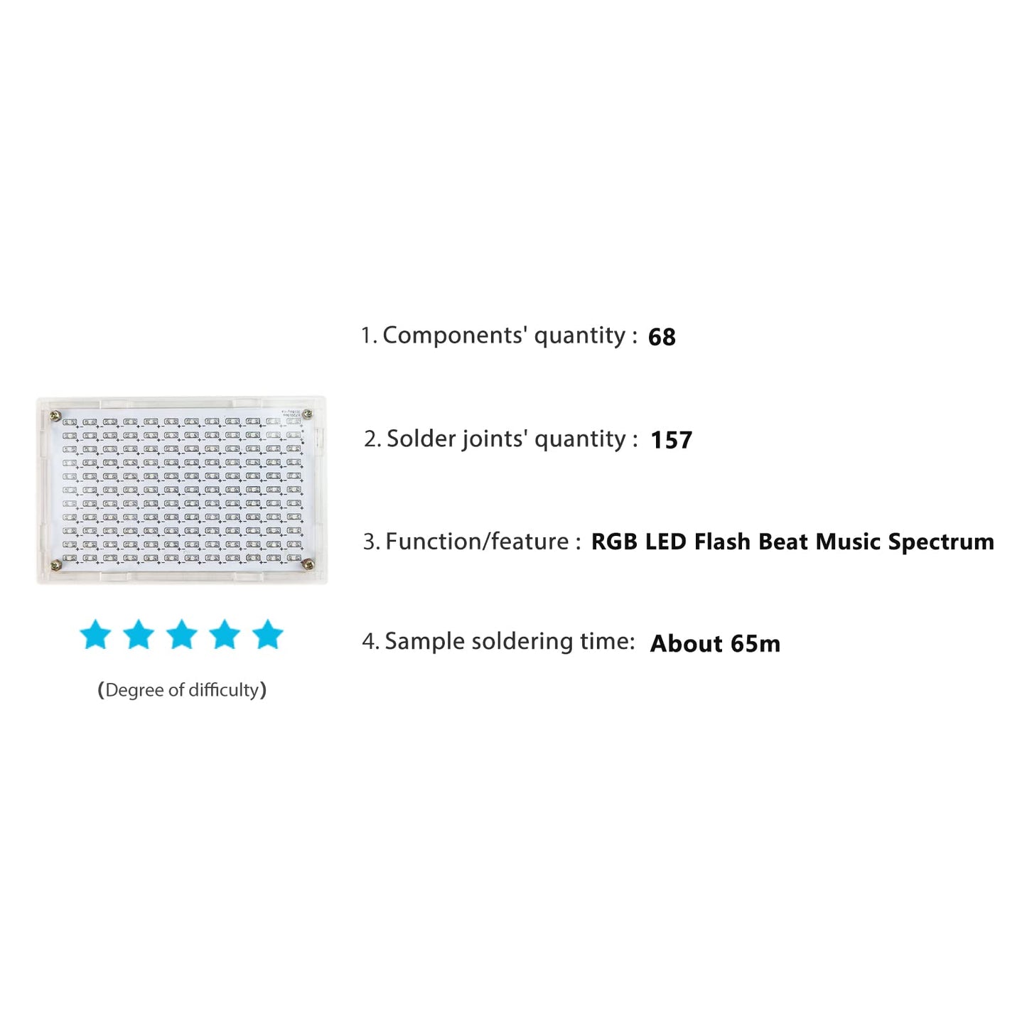 Yidab Soldering Practice Kit DIY RGB Music Spectrum Colorful Multi-pattern Simulate Dynamic Sound Wave Within Speaker SMD Soldering Kit Welding Skills Learn Soldering Kit For Beginners