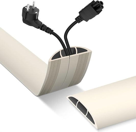 Floor Cord Cover, Cable Protector, 0.63W x 0.31H inches, Wire Cover for Extension Cords, Floor Cable Covers Prevent Cable Trips (Beige, 50-3 Feet)
