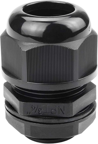 XHF 2 Pcs 3/4" IP68 Strain Relief Nylon Cord Grip NPT Cable Glands Adjustable UL Listed and RoHS Compliant (Black)