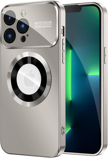Magnetic for iPhone 13 Pro Case, Built-in Camera Lens Protector, Compatible with MagSafe, Logo View, Military Grade Protective Phone Cover, Titanium Gray
