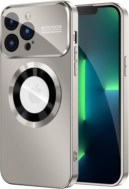 Magnetic for iPhone 13 Pro Case, Built-in Camera Lens Protector, Compatible with MagSafe, Logo View, Military Grade Protective Phone Cover, Titanium Gray