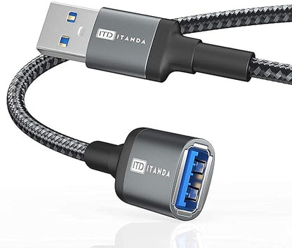 USB Extension Cable 6FT USB 3.0 Extender Type A Male to Female Cord Black