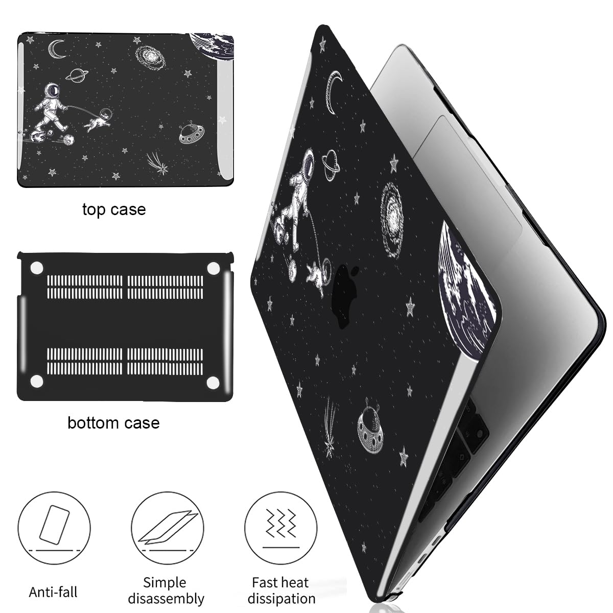 LCMOCICO for MacBook Air 13 Case M5 M4 M3 M2 2026-2022,Astronauts Space Dog