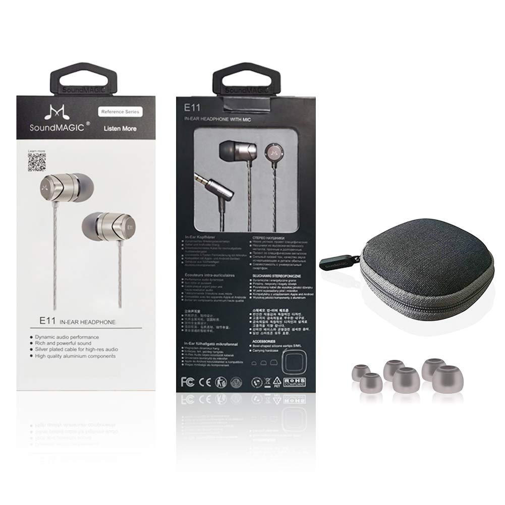 SoundMAGIC E11 Wired Earbuds, No Mic, Hi-Fi Stereo, 3.5mm Jack, Gunmetal