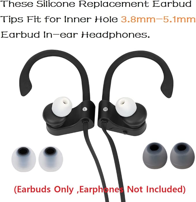 Replacement Earbud Tips Earbud Covers Silicone Tips Ear Gels Fit for Inner Hole from 3.8mm - 5.1mm Earphones 9 Pairs S/M/L