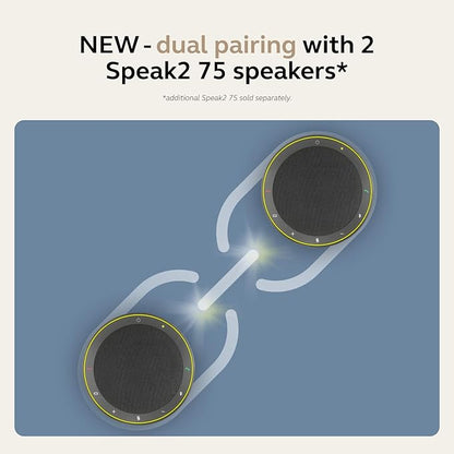 Jabra Speak2 75 (2025 Edition) Wireless Bluetooth Speakerphone - 4 Noise-Cancelling Mics, 65mm Speakers - New Linking Feature - USB-A Dongle - Certified for Zoom and Google Meet - Dark Grey