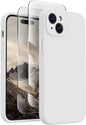FireNova Designed for iPhone 15 Case, Silicone Upgraded [Camera Protection] Phone Case with [2 Screen Protectors], Soft Anti-Scratch Microfiber Lining Inside, 6.1 inch, White
