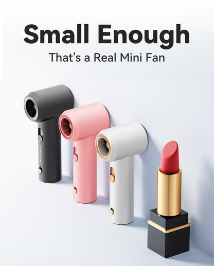 MUXNW Lipstick Size Mini Handheld Fan, 16800RPM 100-Speed Digital Display Pocket Fan, Anti-Mistouch Lock 1800mAh Rechargeable Portable Personal Fan White