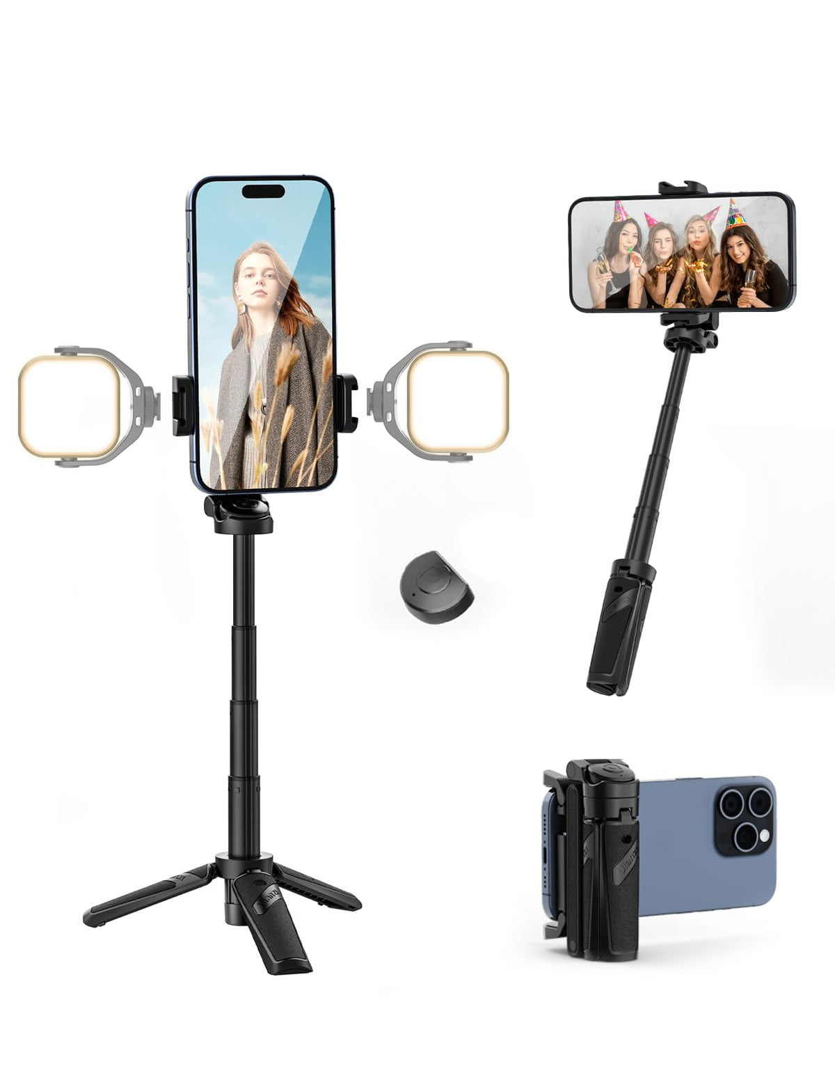 ULANZI ST-02S Aluminum Phone Tripod Mount w Cold Shoe Mount, Support Vertical and Horizontal, Universal Metal Adjustable Clamp for iPhone 12 11 Pro Xs X Max 8 7 Plus Samsung Android Smartphones