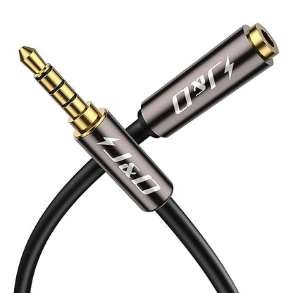 J&D 3.5mm TRRS Cable, 1/8 Inch 4 Pole TRRS Jack Male to Female Auxiliary Extension Cable for Headphones, Car Stereos, Phones and Speakers, 3 Feet