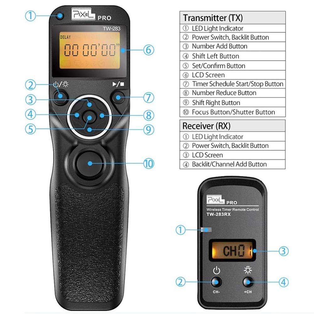 Pixel Intervalometer Shutter Release Remote Control TW283-90 for Fujifilm
