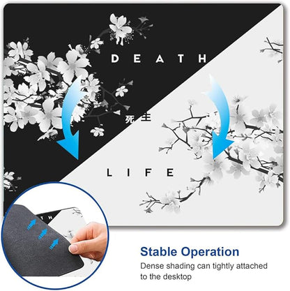 Inspirational Quote Mouse Pad - Square Waterproof Non-Slip Rubber Base for Office Laptop, 9.5"x7.9"x0.12" Inch (Death and Life)