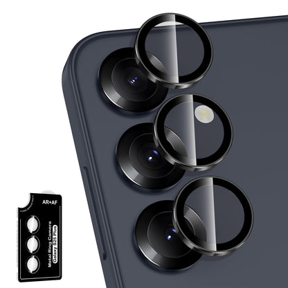 Avocase for Samsung Galaxy S25 Plus Camera Lens Protector, Individual Metal Ring Tempered Glass Lens Cover, [Strong Adsorption] Scratch Resistant Ultra-Thin HD Clear Lens Cover, 1 Set-Black Ring