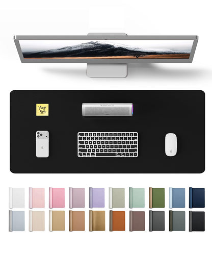 YSAGi Large Extended PU Leather Desk Pad Protector – Non-Slip Waterproof Desk Mat for Office & Home, Easy Clean Mouse Pad & Laptop Writing Blotter 35.4"x17" Black — 23.6" x 13.8"