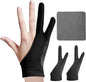 Digital Drawing Glove: 3-Layer Palm Rejection, Two-Finger Artist Glove for Drawing Tablet, iPad, Paper Sketching, Fits Left and Right Hand, Includes Cleaning Cloth(2 Pack,Black,Large)