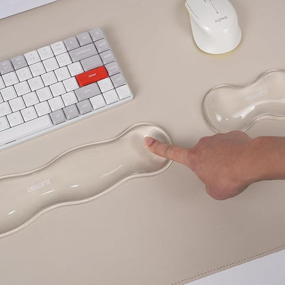CASUCATTE-Clear Gel Wrist Rest for Keyboard - Super Non-Slip, Soft & Comfortable, Washable, Relieve Office or Gaming Wrist Pain