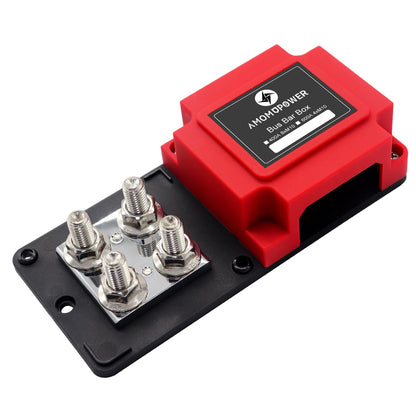 AMOMD Heavy Duty 400A 12-48V Tin-Plated Copper Block Bus Bar 8xM10(3/8") Studs Independent Modular Positive Negative Ground Battery Junction Block Buss Bar for Solar System Marine Truck Boat