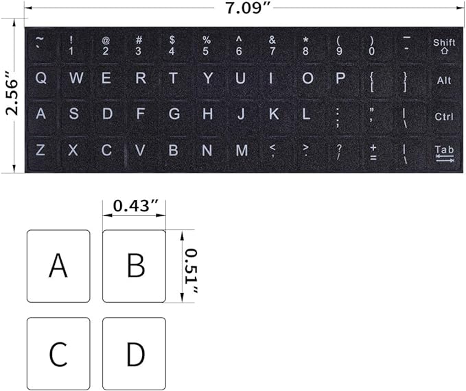 English Keyboard Stickers, 2 Pack Replacement Keyboard Letters Sticker with White Font on Black Background Universal for Computer Laptop Desktop, Matte Alphabet Stickers