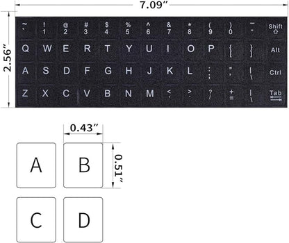 English Keyboard Stickers, 2 Pack Replacement Keyboard Letters Sticker with White Font on Black Background Universal for Computer Laptop Desktop, Matte Alphabet Stickers