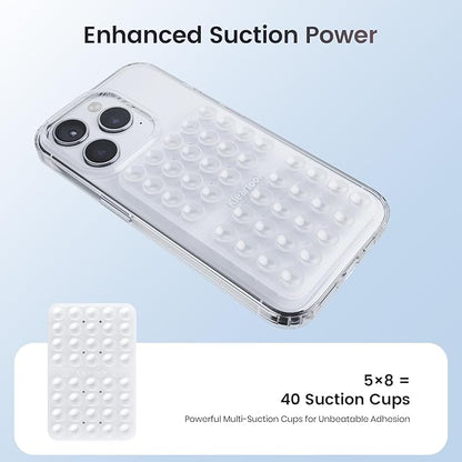 Klearlook 4Pack Silicone Suction Cup Phone Case Mount Double Sided, Sticky Phone Grip for Cell Phone, Hands-Free Phone Accessories for Selfies and Videos, Clear & Light Pink & Light Blue & Lavender