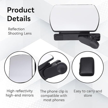 Mirror Effect Lens - Capture Stunning Reflections Instantly,Camera Mirror Reflection Clip for Back Camera Recording, Adjustable Hd Glass Phone Shooting Reflection Mirror (White-Control)