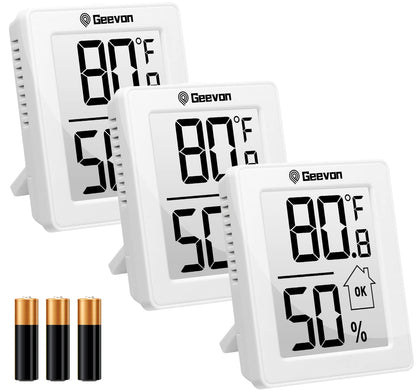 Indoor Thermometer 3Pcs with Battery Magnetic Stand Digital Humidity Gauge