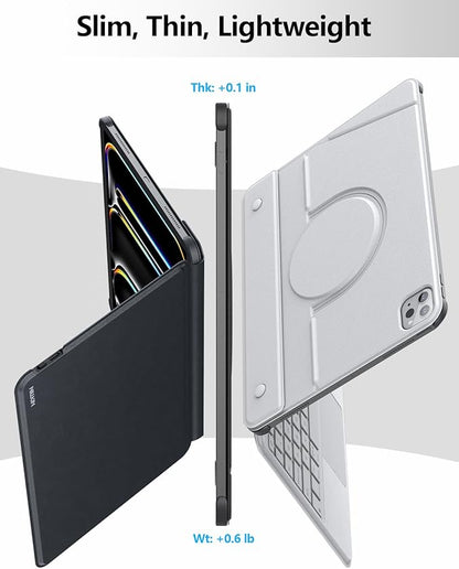Nillkin for iPad Air/Pro 13 Inch Case with Detachable Keyboard, Slim Magnetic Rugged Keyboard Case for iPad Air 13 M3/M2 and iPad Pro 13 (7th Gen) M4 with Stand Backlit Multi-Touch Trackpad, Black