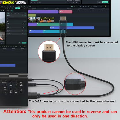 Kirzi VGA (Sources) to HDMI (Display) Cable 6ft with Audio, VGA Maleto HDMI Male Converter Cord Adapter Cable Compatible Witch Computer/Laptop to Monitor/TV, Desktop Laptop Projector to Monitor HDTV