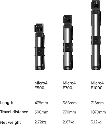 Zeapon Micro4 E700 Double Distance Motorized Camera Slider, High-Speed Low Noise Motor 10-26Lbs Payload, 30''/77cm Compact Slider with Carrying case, LCD Screen, App Control, Smooth Damping Design