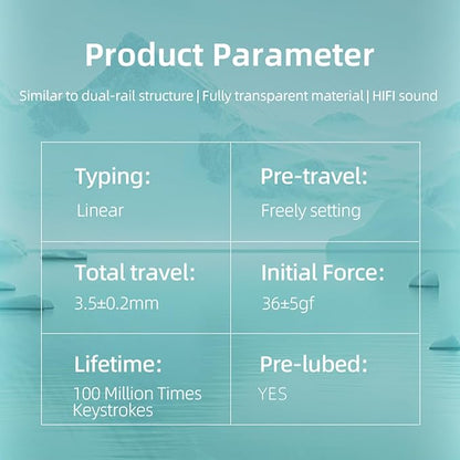 GATERON Magnetic Jade Max Keyboard Switches, Linear Factory Pre-lubed Fully Transparent Gold-Plated Spring Permanent Magnet Freely Setting Pre-Travel Key Switches for Magnetic Gaming Keyboard(70PCS)
