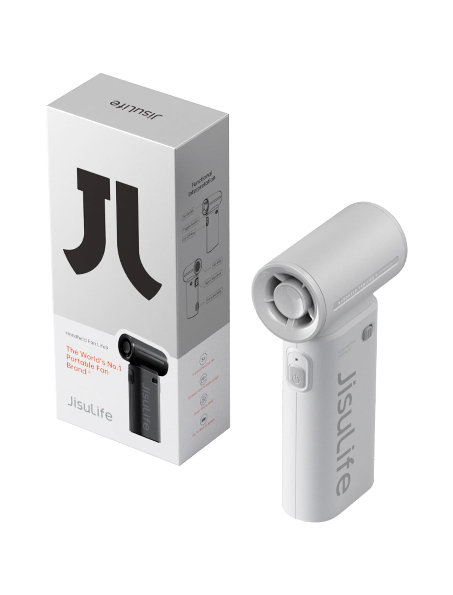 JISULIFE Portable Handheld Fan Life9, Turbo Airflow, Up to 12H Runtime