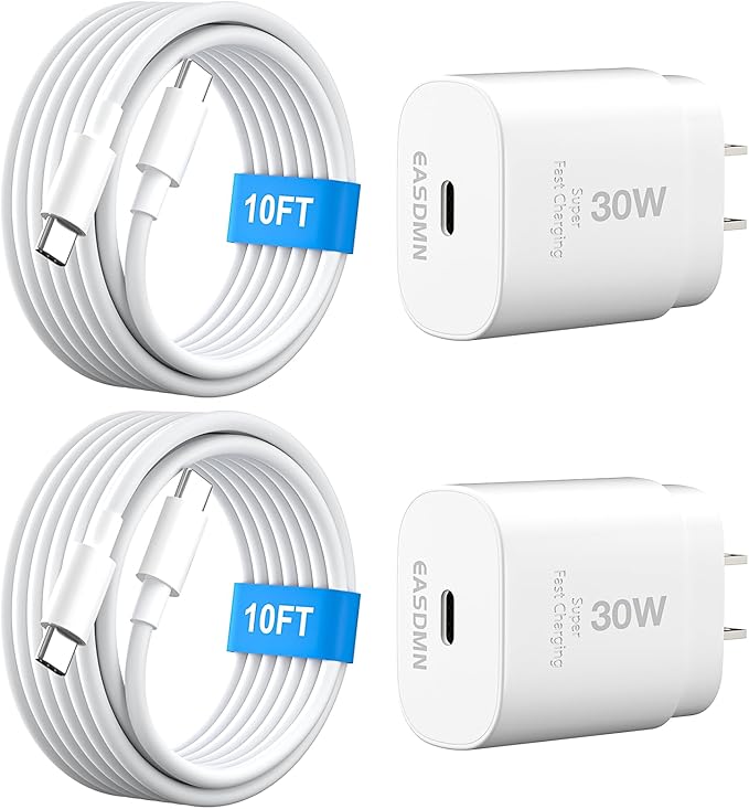 30W USB C i Phone 16 15 Charger Fast Charging, 2PACK Wall Charger for iPhone 16 15 Pro Max Charger Cord 10FT Fast Type C Charger Block for iPhone 16/16 Pro/15 Plus/15 Pro/15 Pro Max,i Pad Pro/Air/Mini