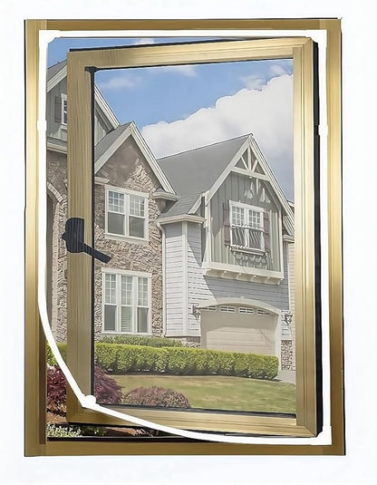 VKX Adjustable DIY Magnetic Window Screen, Fiberglass Mesh, Strong(720GS) Magnetic Strips, White Frames Grey Mesh, Suitable for Various Types of Screen Windows (36 "x 55")