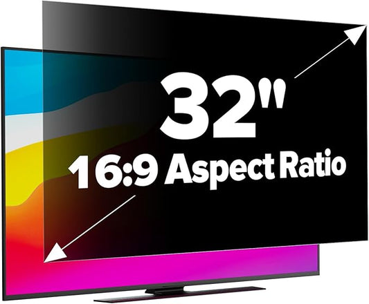 GUDTEKE Upgraded HD Computer Privacy Screen 32 inch, Monitor Privacy Screen for 16:9 Widescreen Removable Anti Glare Computer Shield Cover and Blue Light UV-Blocking Filter