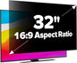 Upgraded HD Computer Privacy Screen 32 inch, Monitor Privacy Screen for 16:9 Widescreen Removable Anti Glare Computer Shield Cover and Blue Light UV-Blocking Filter