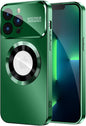 Magnetic for iPhone 13 Pro Max Case, Compatible with MagSafe, Built-in Camera Lens Protector, Logo View, Military Grade Drop Proof Phone Case Cover, Dark Green