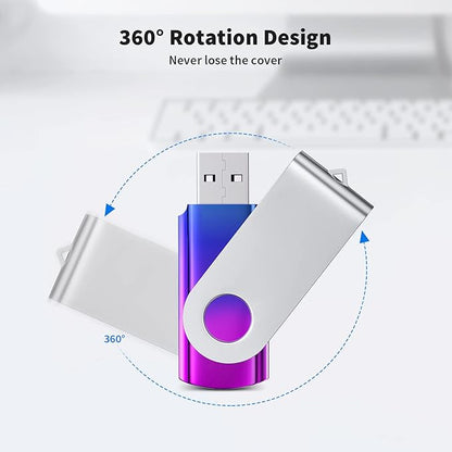 ABLAZE 32GB Flash Drive 2 Pack, USB 2.0 Thumb Drives with Lanyards Swivel USB Memory Stick 32GB（Green and Purple