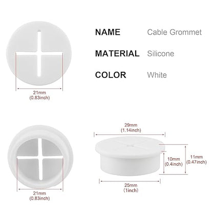 Desk Grommet,1 Inch Flexible Rubber Grommets, Silicone Cable Cord Grommet Wire Hole Cover for Desk, Table and Other Furnitures(12Pack)